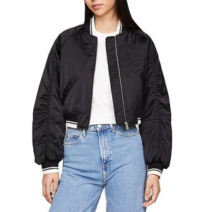 Chaqueta Bomber de Satén para Mujer, Estilo Transpirable, Manga Larga, Diseño Reciente OEM / Chaqueta Bomber de Satén con Logotipo Personalizado para Mujer 2024 - Product Image 2