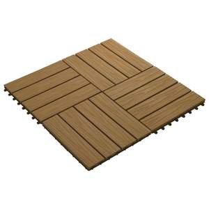 Piastrelle per Decking WPC goffrato profondo 11 pz 11.8 "x 11.8" 1 Sqm Teak colore Premium pavimenti per esterni - Product Image 2