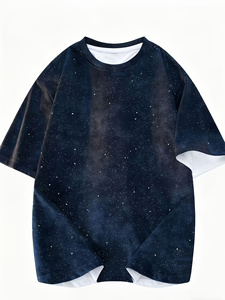 เสื้อยืดผู้ชายคุณภาพพรีเมียม MOQ ต่ำ ลายกราฟิกประดับเพชร แขนสั้น คอกลม แต่งกลิตเตอร์ลายจุด สไตล์สตรีทแวร์ รับผลิตแบบ OEM ODM - Product Image 1