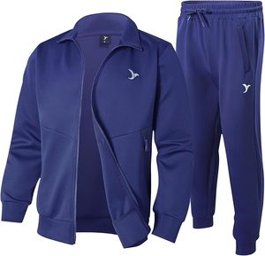 Chándal Unisex Azul con Cremallera Completa, Color Sólido, Poliéster, Ropa Casual con Bolsillos Laterales y Logotipo Frontal - Product Image 1