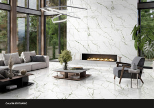 Azulejos de Porcelana Vitrificada con Aspecto de Mármol, 600x1200 mm, Modernos, Resistentes al Fuego, Acabado Brillante, Diseño Calvin Statuario, 60x120 cm - Product Image 3