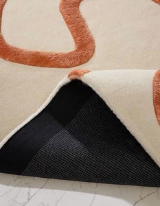 Hand Tufted Low Pile Abstract Wool <b>Rug</b> PET Friendly Non-Slip Eco-Friendly Anti-Bacteria Modern Design Neutral Beige <b>Thin</b> Latex - Product Image 2