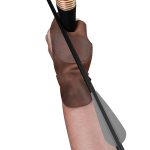Custom Brown Leather Fingerless Archery <b>Gloves</b> Thermal Hunting Shooting Outdoor Training Grip Protective Half Finger <b>Gloves</b> - Product Image 4