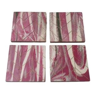 Luxury Design Resin Wooden Metal Inlay Designer Tea Cup <b>Mats</b> Pads At Wholesale Price High Standard Dinnerware Drink Coaster - Product Image 1