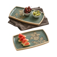 Plateau de service en bois 32x18x3cm, décoration artistique élégante, accessoires de décoration de bureau pour présenter des collations, des apéritifs, des desserts, élégant