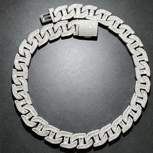 Chaîne cubaine en argent sterling 925 de haute qualité avec diamants Moissanite, bijoux hip-hop pour la mode et les occasions spéciales - Product Image 1