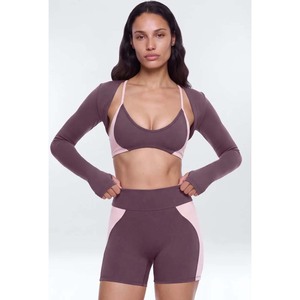 Ensemble de yoga bleu sans couture pour femme, soutien-gorge de sport dos nageur et short taille haute, tenue de sport 2 pièces - Product Image 5