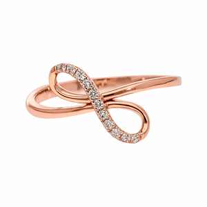 แหวนทองคำแท้ 14K สไตล์อาร์ตเดโค ดีไซน์เกลียวอินฟินิตี้ ประดับเพชร สามารถสวมซ้อนกันได้ แหวนสำหรับผู้หญิง สื่อถึงความรักนิรันดร์ - Product Image 3