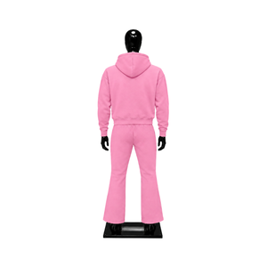 Conjunto Deportivo Rosa para Hombre, Sudadera con Cremallera Completa y Pantalones Acampanados, Conjunto de Dos Piezas, Ropa Deportiva Informal, Venta al Por Mayor Personalizada - Product Image 2
