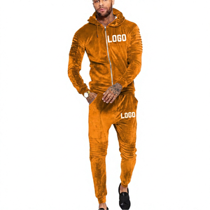 Latest Custom Design Wholesale Winter Sport Running Basketball Hoodie & Pants Suit Windproof Blank <b>Velour</b> Men <b>Tracksuits</b> - Product Image 5