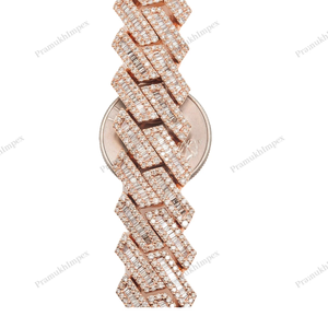 Chaîne cubaine Hip Hop entièrement sertie de pierres grandes de 16 mm et 22 pouces, plaquée or, en argent sterling, collier unisexe - Product Image 4