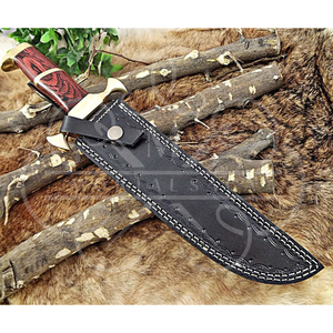 Couteau de chasse d'extérieur à lame fixe en acier Damas et acier inoxydable fait main MORTAL SAGA, manche en bois Paka personnalisé, garantie 1 an - Product Image 5