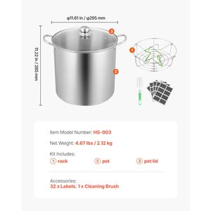 Pentola a bagno maria in acciaio inossidabile da 21 QT con griglia e coperchio in vetro a doppia maniglia per ristoranti - Product Image 5