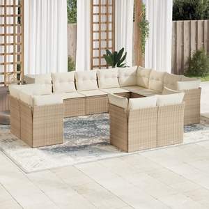 Ensemble de canapés de jardin modulaires en rotin PE beige, 12 pièces - Product Image 1