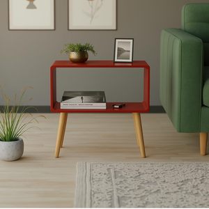 Mesa de Noche Retro, Mesa Auxiliar, Mesa de Cabecera para Espacios Pequeños, Revistero con Almacenamiento, Madera Sintética - Product Image 2