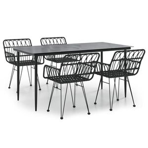 Set da pranzo con Patio in Rattan nero in 5 pezzi elegante Set da giardino - Product Image 2