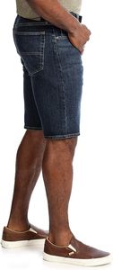 Shorts en jean délavé foncé pour homme, coupe droite, taille mi-haute, décontracté, été, coton respirant avec poches - Product Image 3