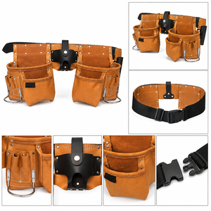 Customizable Genuine Leather Tool Bag Heavy Duty Multi Pocket Tool Belt Organizer <b>Work</b> <b>Pouch</b> for Carpenters Electricians Builder - Product Image 2