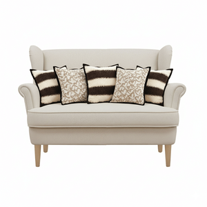 SOGA Ensemble de 6 taies d'oreiller 3x blanc cassé à motif cœur avec bordure noire 3x housses de coussin bouclées rayées marron crème - Product Image 2