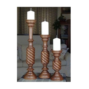Carved Timber Candle Stand Decorative <b>Rustic</b> Accent for Dining <b>Table</b> Living Room Bedroom <b>Console</b> Mantel Shelf and Festive Gather - Product Image 6