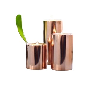 Juego de decoración Interior personalizada para el hogar, set de 3 velas chapadas en cobre para fabricación de velas, venta al por mayor - Product Image 1
