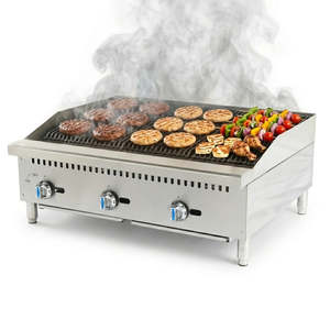 Parrilla de Carbón para Encimera de 36'' a Gas Natural (GN)/Propano, Parrilla de Encimera, Parrilla de Hierro Fundido Resistente, Parrilla para Restaurante - Product Image 1
