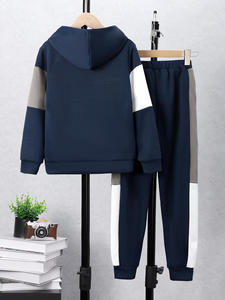 Premium Kids Tracksuit <b>Boys</b> Hooded Tracksuit Cotton Fleece Jogger Set Custom OEM Private Label Casual Sportswear Wholesale - Product Image 2