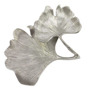 Ustensiles de cuisine de luxe, design en forme de feuille, plat en aluminium, placage nickel brillant, plateau et plat de service pour restaurant, fabrication artisanale - Product Image 3