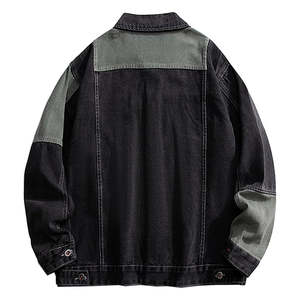 Chaqueta de Lona de Algodón Negra de la Mejor Calidad para Hombre, Estilo Urbano, Manga Larga, Cuello Alto, con Bolsillos Delanteros y Estampado de Dibujos Animados - Product Image 2