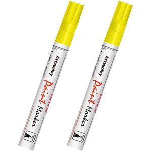 Set di 2 Pennarelli Gialli a Base d'Olio, Asciugatura Rapida, Impermeabili, Permanenti per Pneumatici, Gomma, Legno, Rocce, Tela - Product Image 1