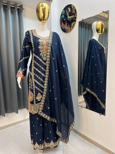 Indian Boutique Designer Traditional Embroidered Pink Chinon Suit with Heavy Dupatta <b>for</b> <b>Wedding</b> and Engagement Women's Dress - Product Image 5