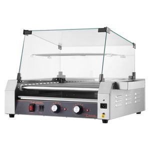 Macchina per Hot Dog Commerciale da 1600W, Cuocitore a Doppia Temperatura, Griglia per Salsicce in Acciaio Inox con 30 Rulli, Cuocitore per Hot Dog a 11 Rulli - Product Image 6