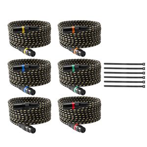 Paquete de 6 Cables XLR de 25 pies, Cable de Micrófono y Altavoz de 3 Pines Chapado en Oro, Cables Blindados Balanceados DMX Macho-Hembra de 15 m de Longitud - Product Image 1