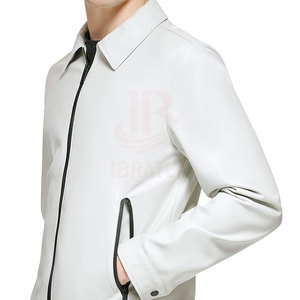 Chaqueta de Cuero de Invierno para Hombre, a la Moda, con Cuello Alto, Estilo Urbano Elegante, Talla Personalizada y Blanca - Product Image 6