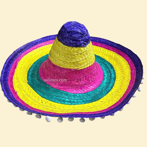 Sombrero Mexicano de Paja Ecológica Multicolor con Ala Ancha para Disfraces, Ideal para Adultos en Fiestas Casuales, Directo de Vietnam - Product Image 1
