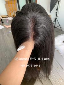 Extensions de cheveux naturels avec colle, perruque HD pour cheveux 100% Remy naturels, lisses, courts, origine Vietnam - Product Image 5