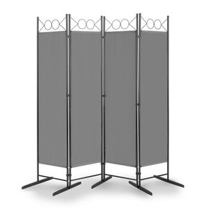 Paravento Pieghevole a 4 Ante 6FT in Tessuto Poliestere 160g con Telaio in Acciaio al Carbonio Grigio - Divisorio Pieghevole con Piedini in Plastica - Product Image 2