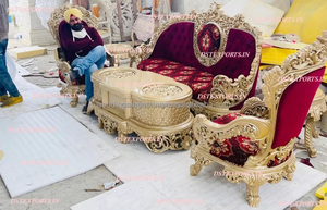 Meubles de salon européens sculptés à la main, luxueux, style victorien, ensemble de canapés de salon sculptés, canapé 6 places sculpté par des designers, États-Unis - Product Image 2