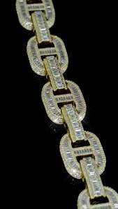Custom 16mm Lab Grown Mariner <b>Bracelet</b> 925 <b>Silver</b> Baguette Diamond Iced Out Hip Hop Cuban Style Yellow Gold Factory Supply - Product Image 2