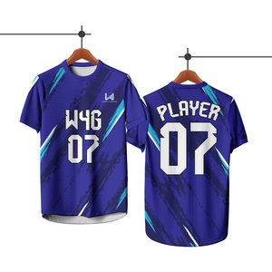 Maillots de football personnalisés à col rond pour hommes, respirants, antibactériens, imprimés numériquement, séchage rapide, unisexes, pour sports d'été - Product Image 4