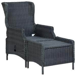 Grande chaise de jardin ronde en rotin PE gris foncé, élégante et durable, mobilier d'extérieur - Product Image 2