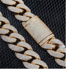 Chaîne cubaine élégante pour homme, 25 mm, 24 pouces, en argent sterling 925 plaqué or jaune, avec fermoir extensible, style Hip Hop, épaisse, Miami, de luxe - Product Image 1