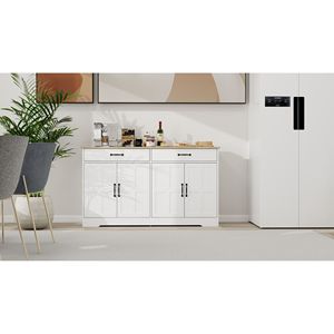 Credenza Grande Bianca Stile Fattoria 55.91 con 2 Cassetti e 4 Ante, Mobile Buffet per Sala da Pranzo, Soggiorno, Cucina, Armadio Contenitore - Product Image 3