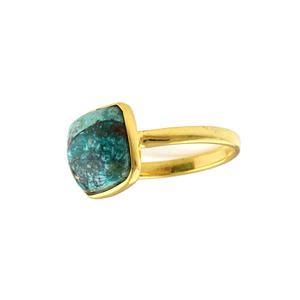 Bague pour femmes classique en cuivre chrysocolle taille coussin naturel classique 12mm en argent sterling éternité vermeil pour les fêtes - Product Image 4