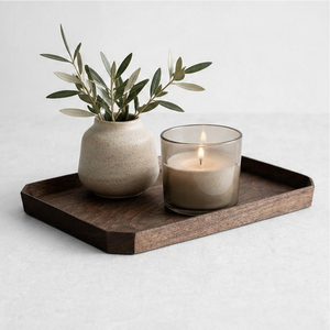 Handcrafted <b>Black</b> Walnut Rectangular Serving <b>Tray</b> With Refined Cut Corners Elegant Modern Decorative Platter For Home Kitchen - Product Image 6