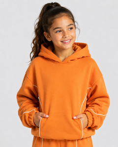 Ensemble de survêtement personnalisé OEM pour filles, survêtement en molleton surdimensionné pour enfants, ensemble sweat à capuche et pantalon de jogging pour filles, survêtements décontractés pour enfants - Product Image 3