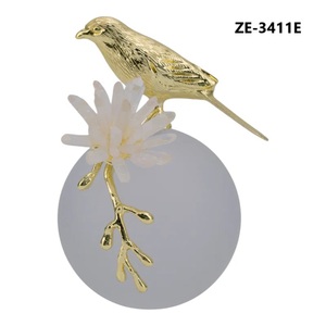 Handmade Decorative Metal Sculpture Stylish Home Accent for Contemporary Luxury HomesGolden Bird Sculpture with Vertical White - Product Image 1