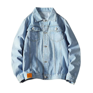 Vestes en jean de haute qualité très vendues, vestes bomber en jean de couleur unie personnalisées, veste en jean délavée tendance pour hommes - Product Image 1