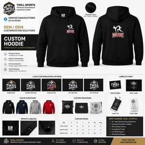 Sudadera con Capucha Negra para Hombre, 100% Algodón, Felpa, Corte Regular, Bolsillo Frontal con Logotipo, Invierno, Antiarrugas, Personalizable - Product Image 2