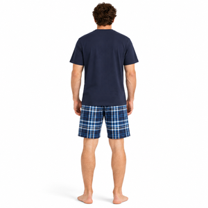 Ensemble de pyjama en coton et spandex pour homme, t-shirt à manches courtes, vêtements de nuit d'été, shorts décontractés bleus, vêtements de nuit - Product Image 3